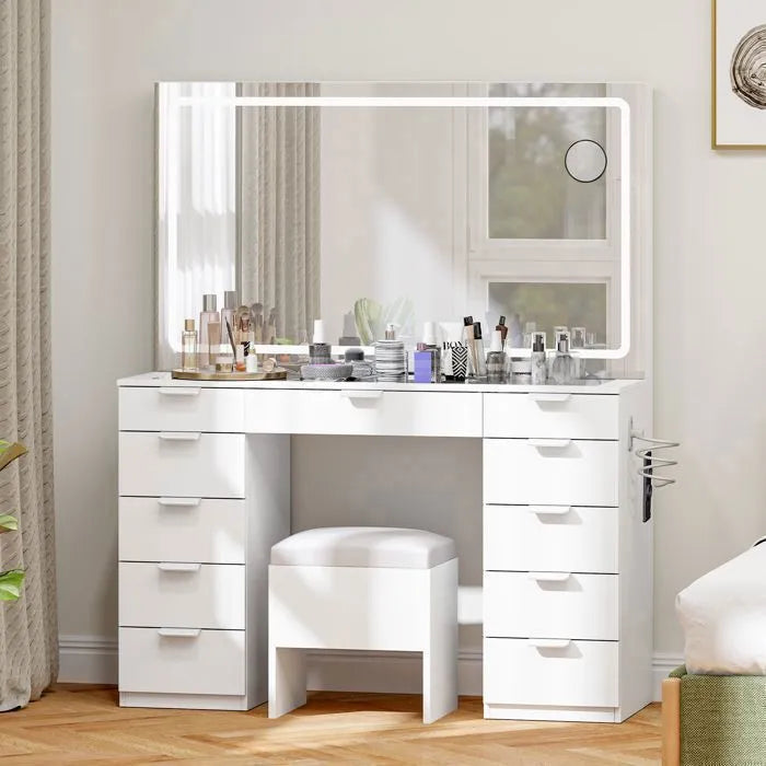 HomeLova | Toeletta con illuminazione LED regolabile e prese
