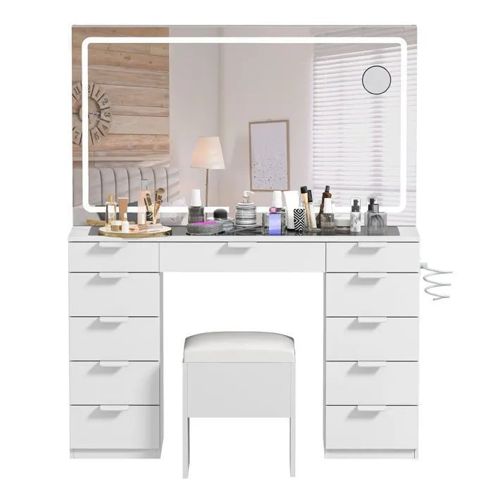 HomeLova | Toeletta con illuminazione LED regolabile e prese